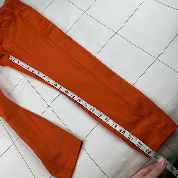 Girlfriend Collective Leggings Womens Small Orange Compressive High Rise Pocket - Picture 10 of 11